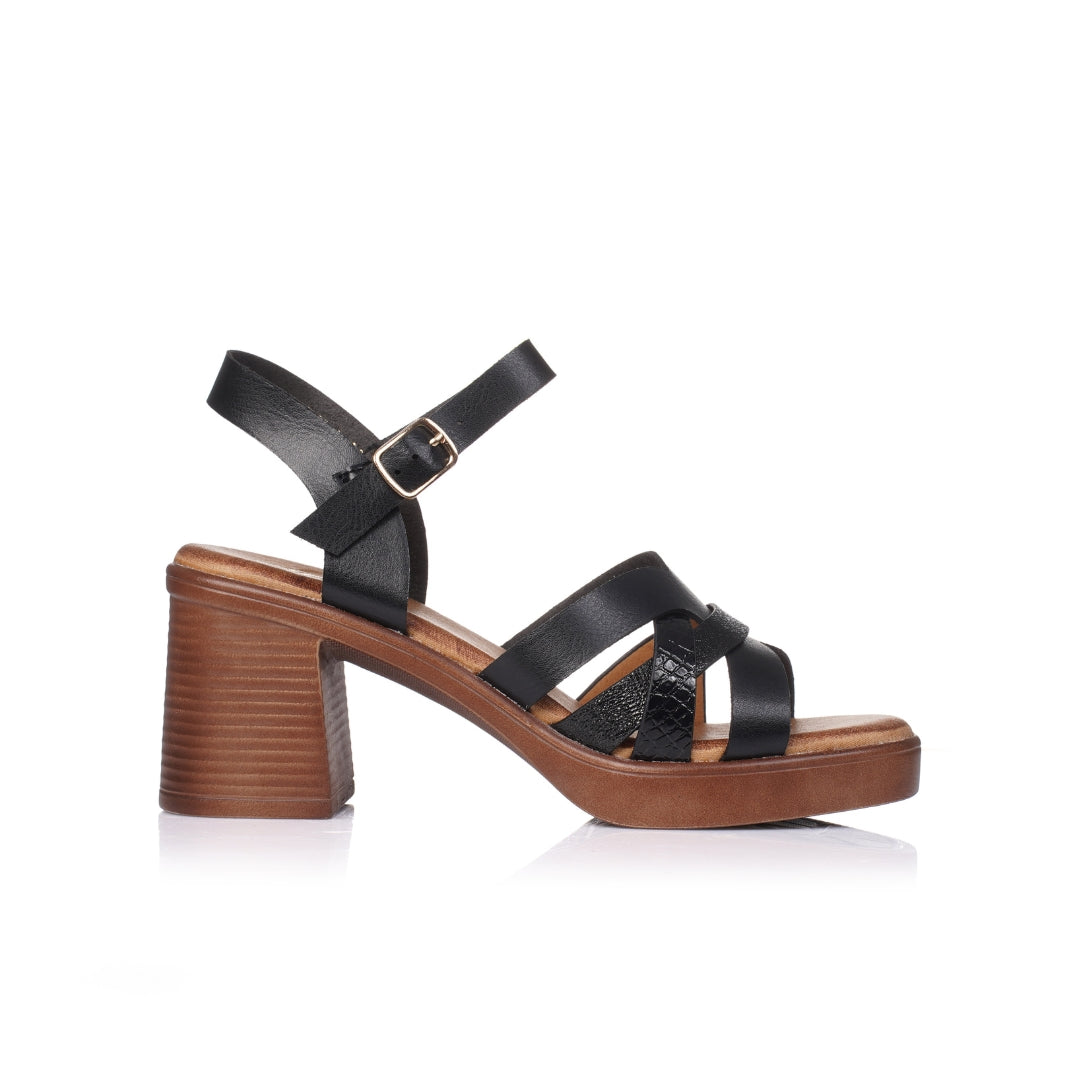 Sandales bicouleur demi talon  E26-F7508