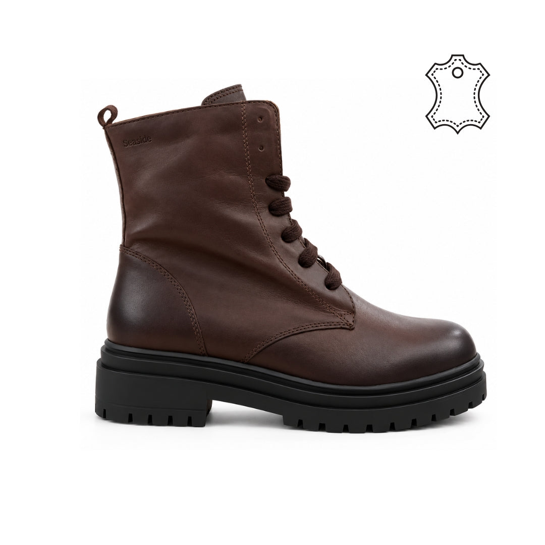 Brodequin femme en cuir monobloc