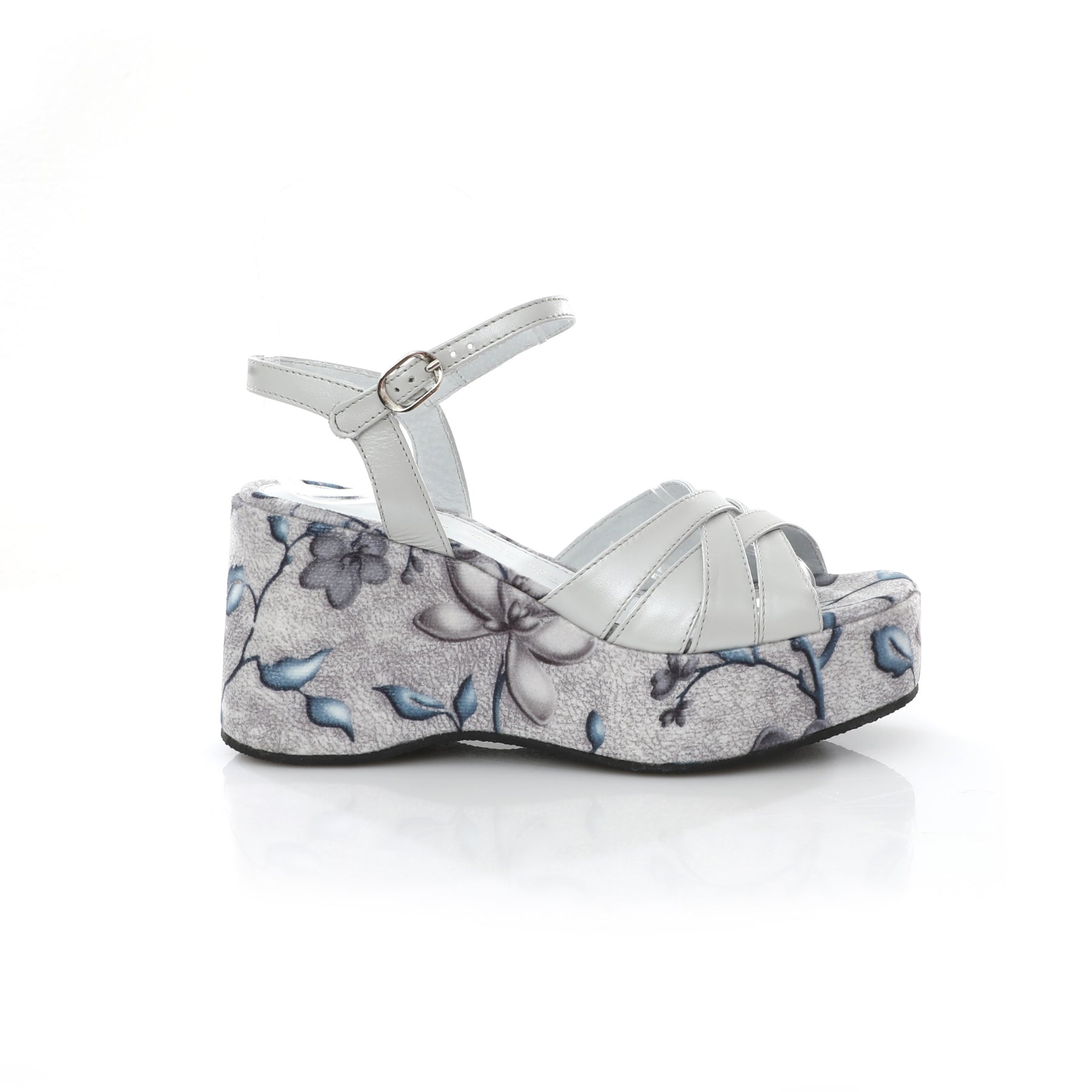 SANDALE COMPENSEE FLEURI {CUIR} E25-042