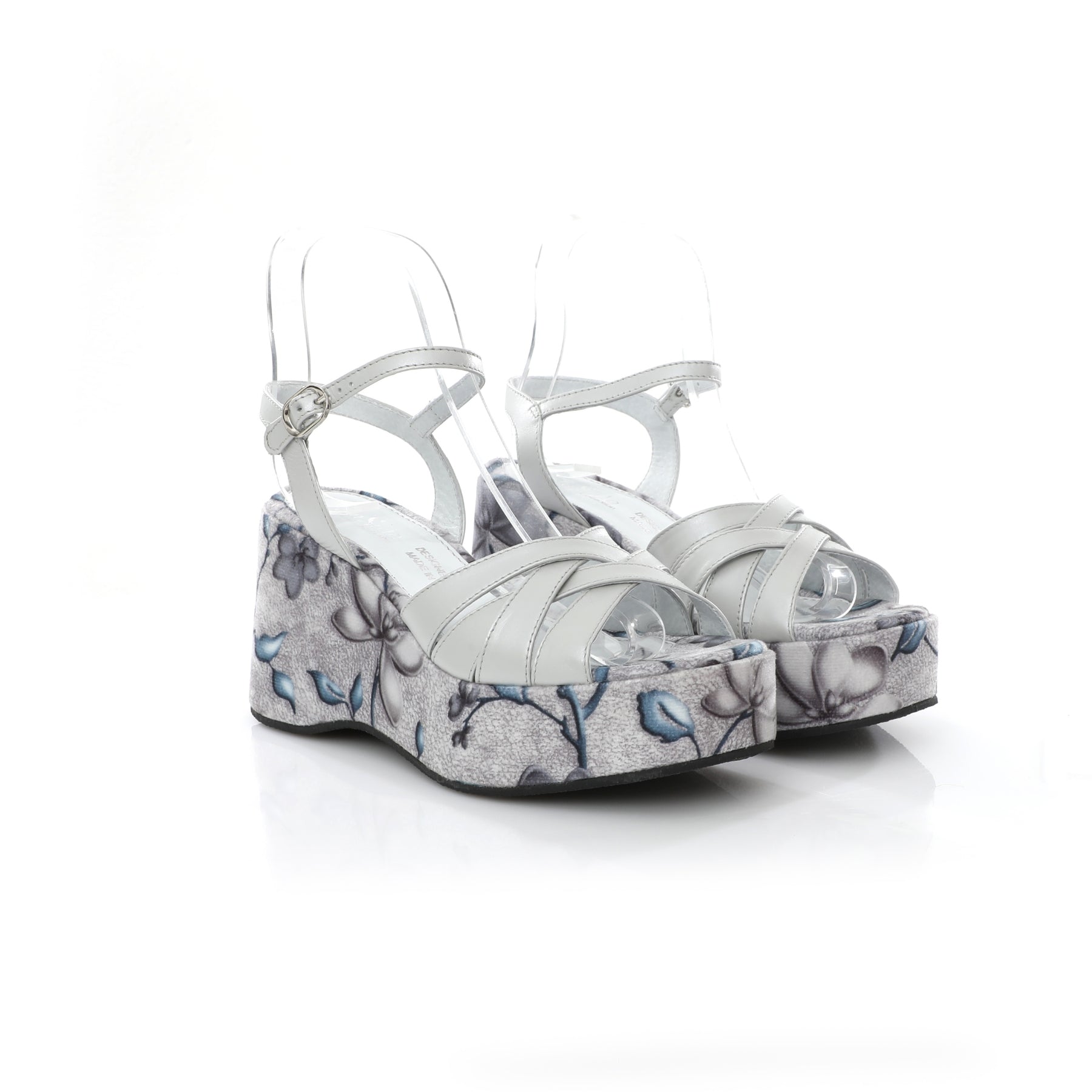 SANDALE COMPENSEE FLEURI {CUIR} E25-042