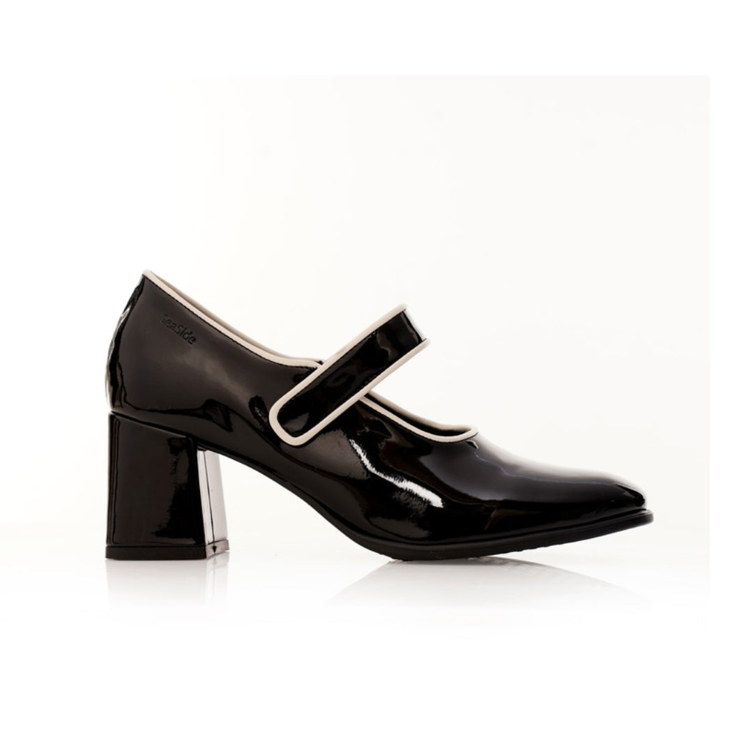 Mary Jane demi Talon vernis noir