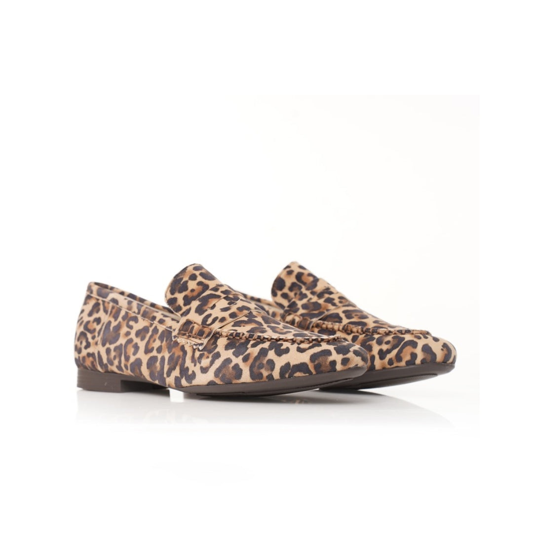 Mocassin cuir daim plat Léopard