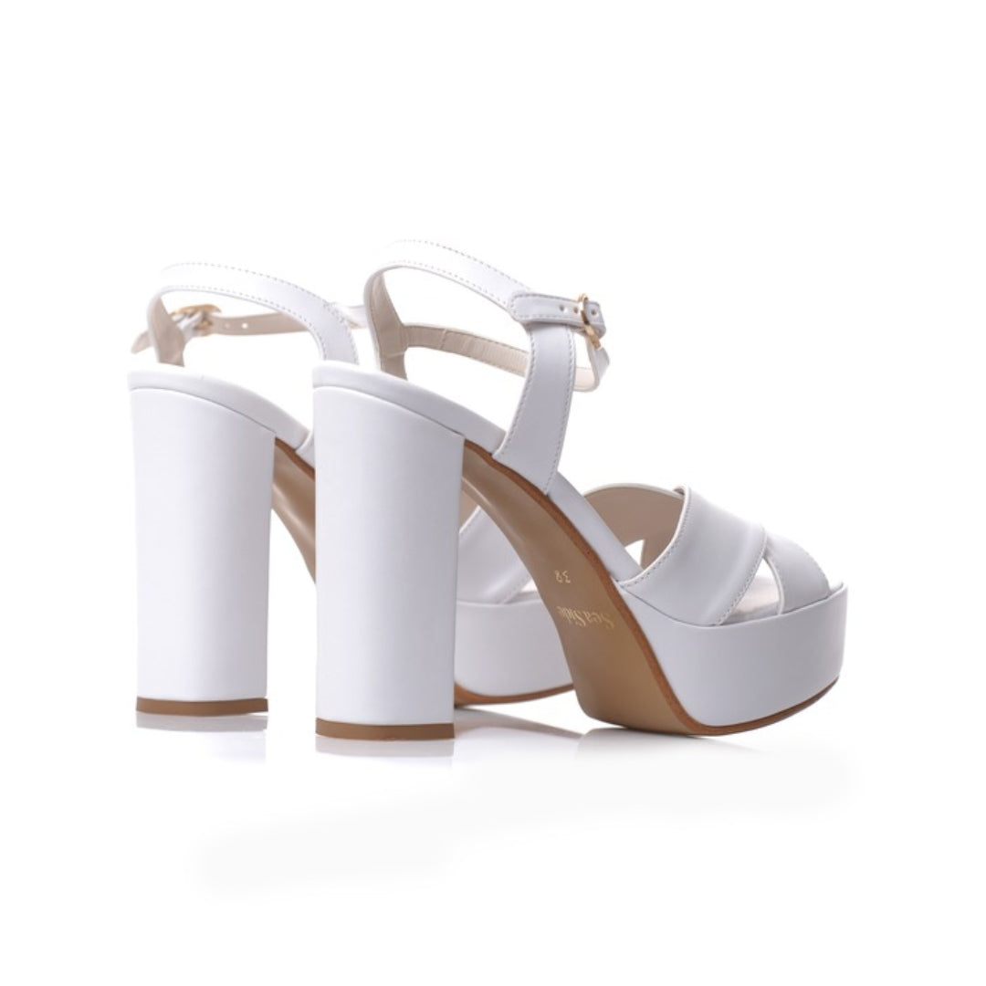 Sandale à talon 12 cm blanc