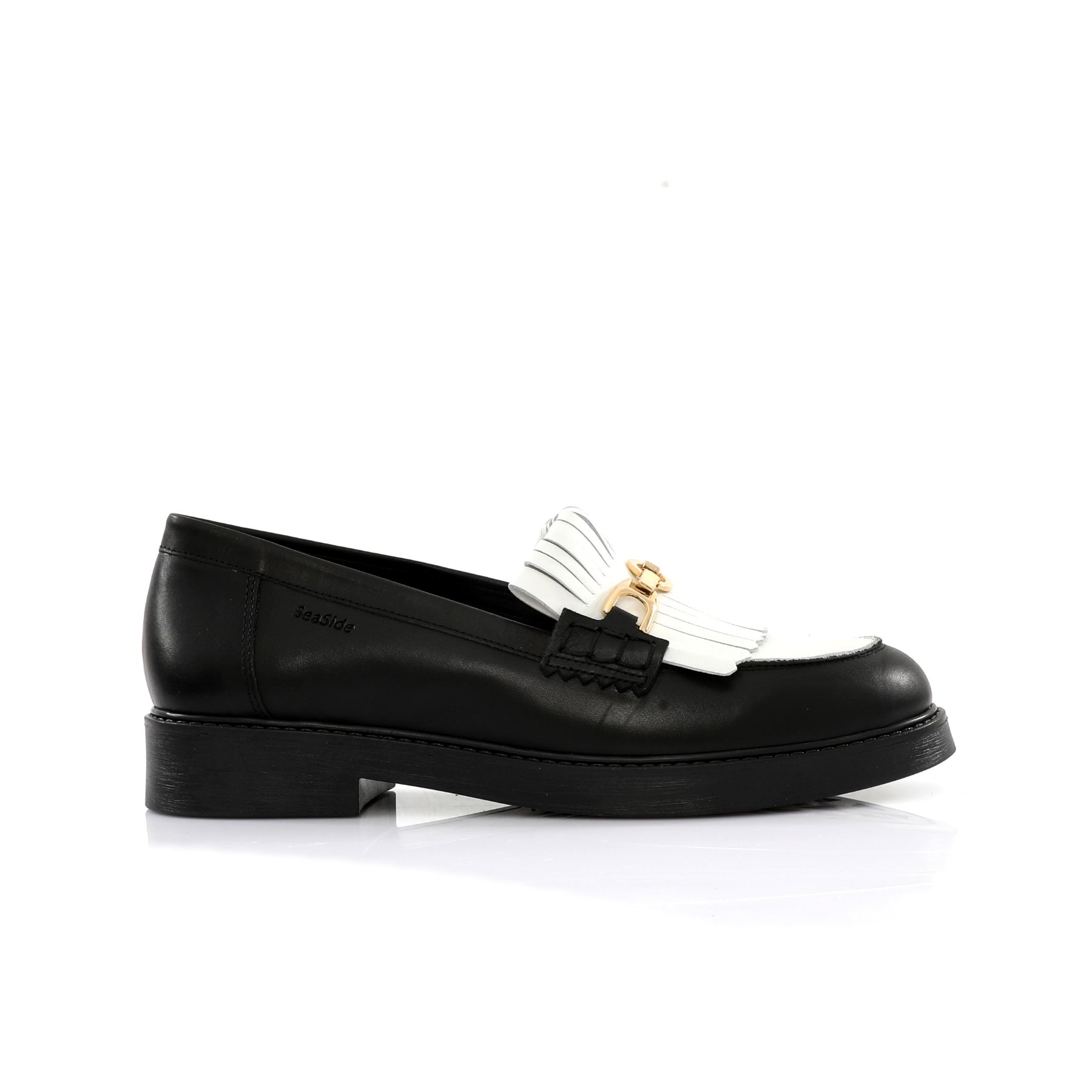 Mocassin Frange {Cuir} PLAT P25-400