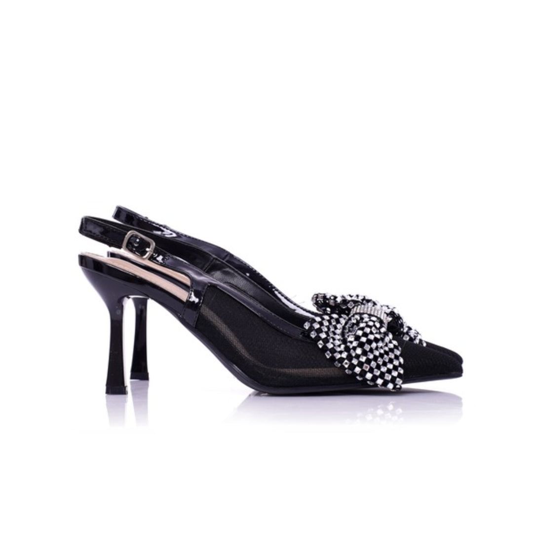 Slingback papillons Strass noir
