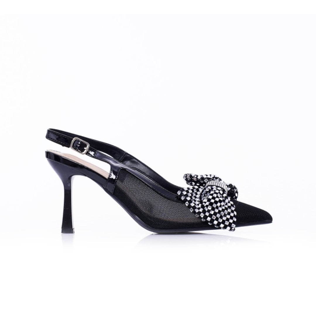 Slingback papillons Strass noir