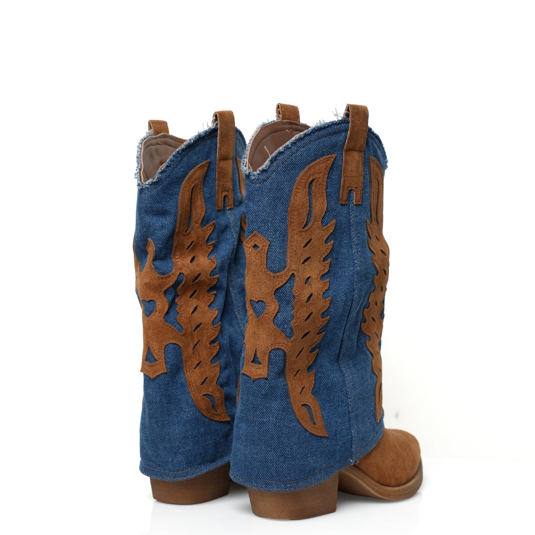 Botte Santiag Velour Denim H25-F527