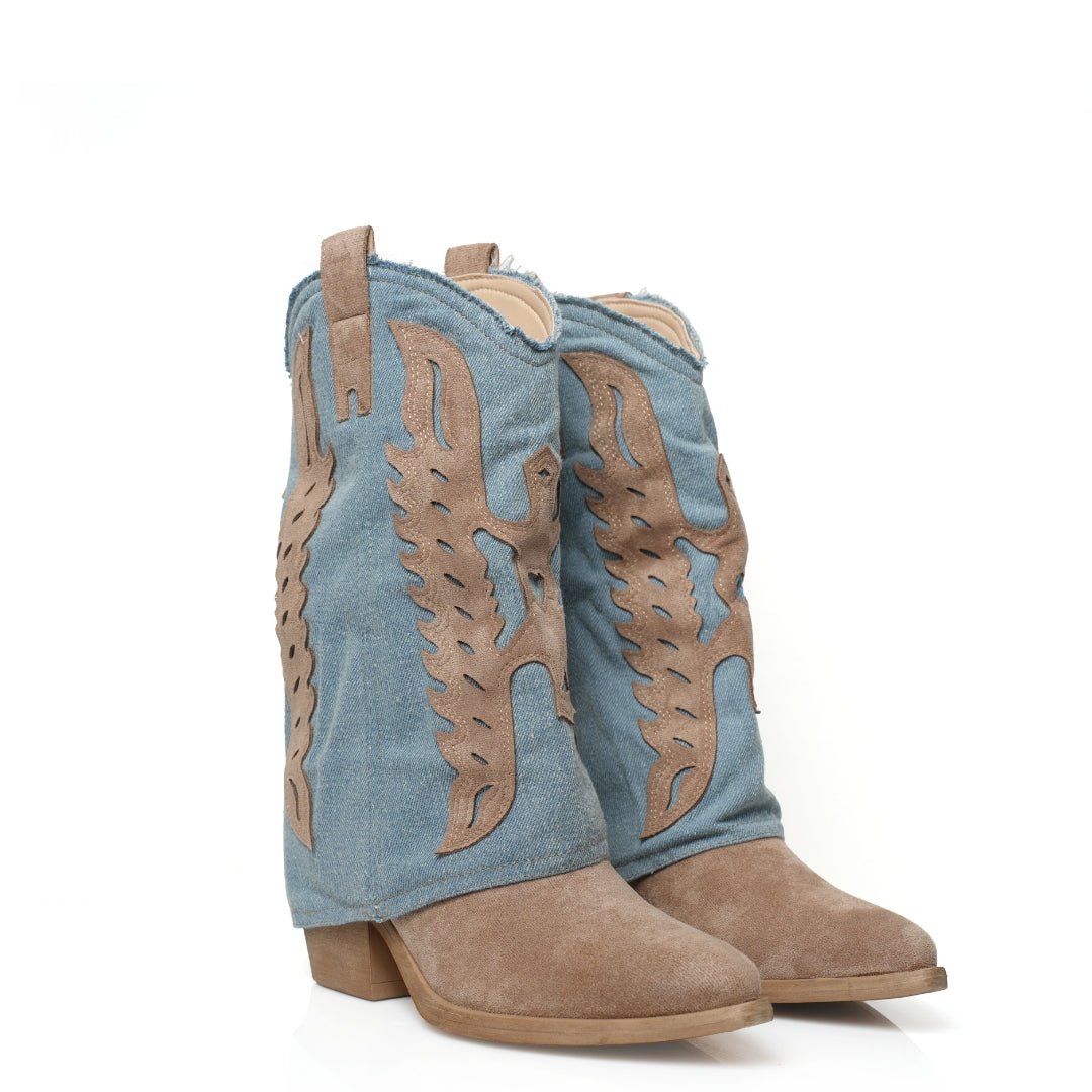 Botte Santiag Velour Denim H25-F527