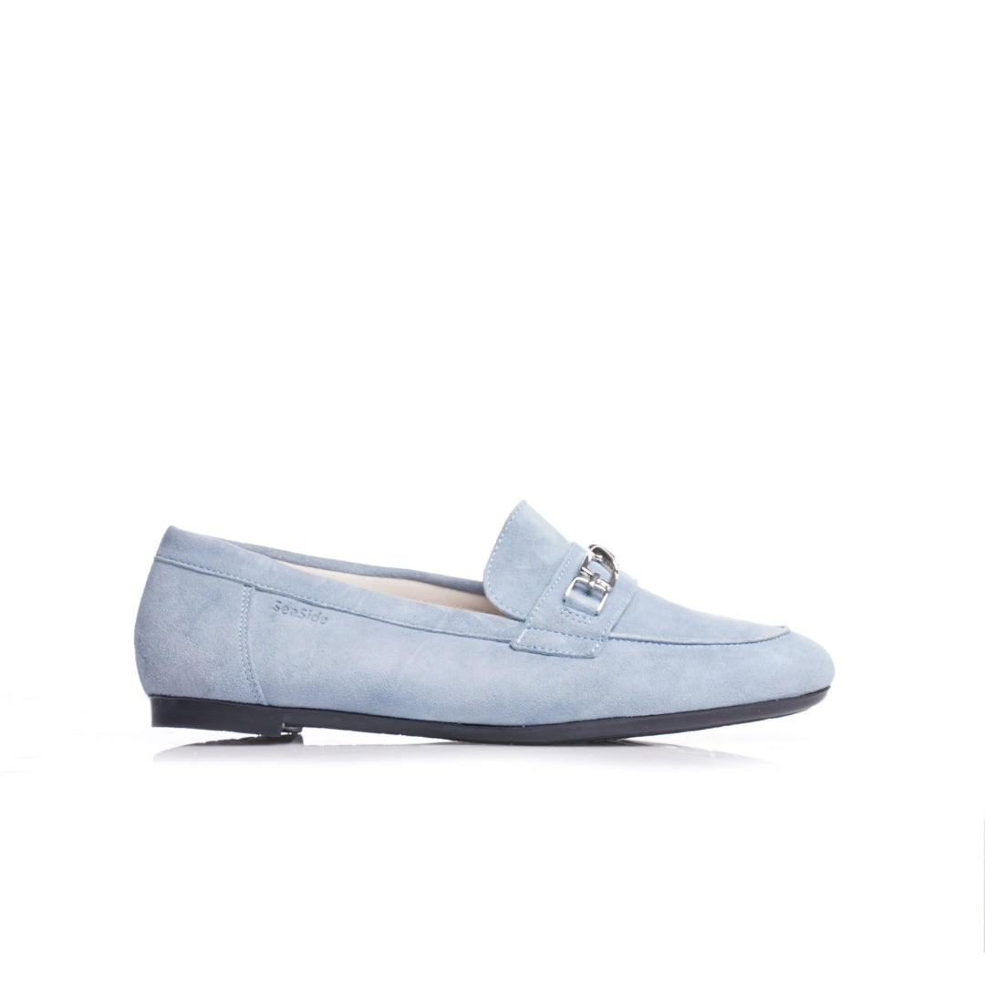 mocassins cuir femme bleu ciel