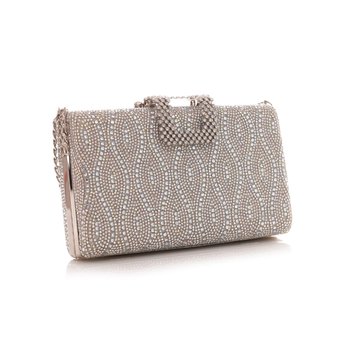 pochette strass argent