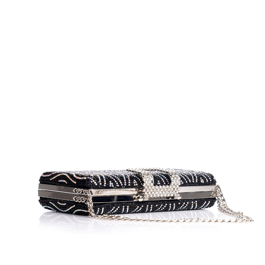 pochette strass noir