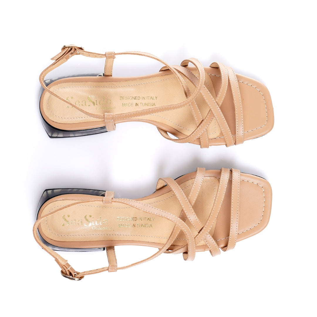 sandale cuir biscotto