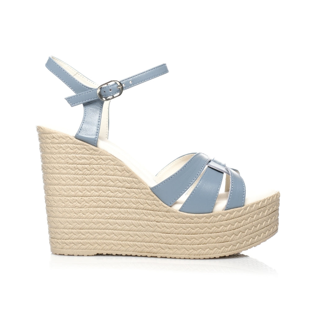 sandales cuir bleu femme